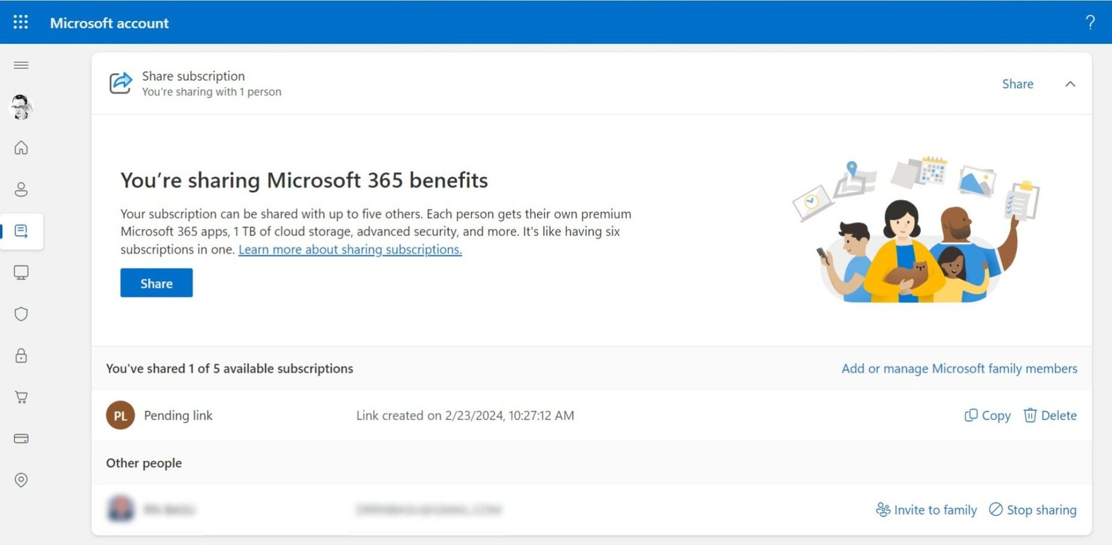 Quản lý chia sẻ trong Gia đình Microsoft 365