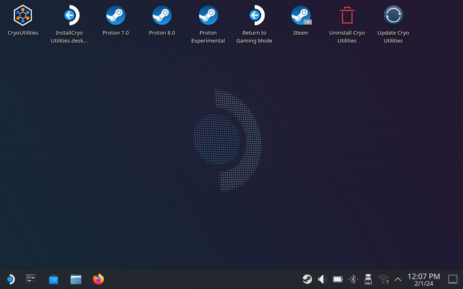 Máy tính để bàn Steam Deck hiển thị Biểu tượng CryoUtilities