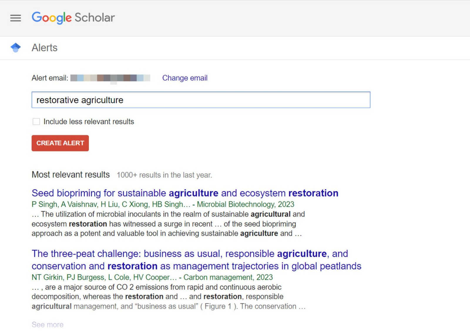 Thông báo qua email về các bài viết mới nhất trong Google Scholar