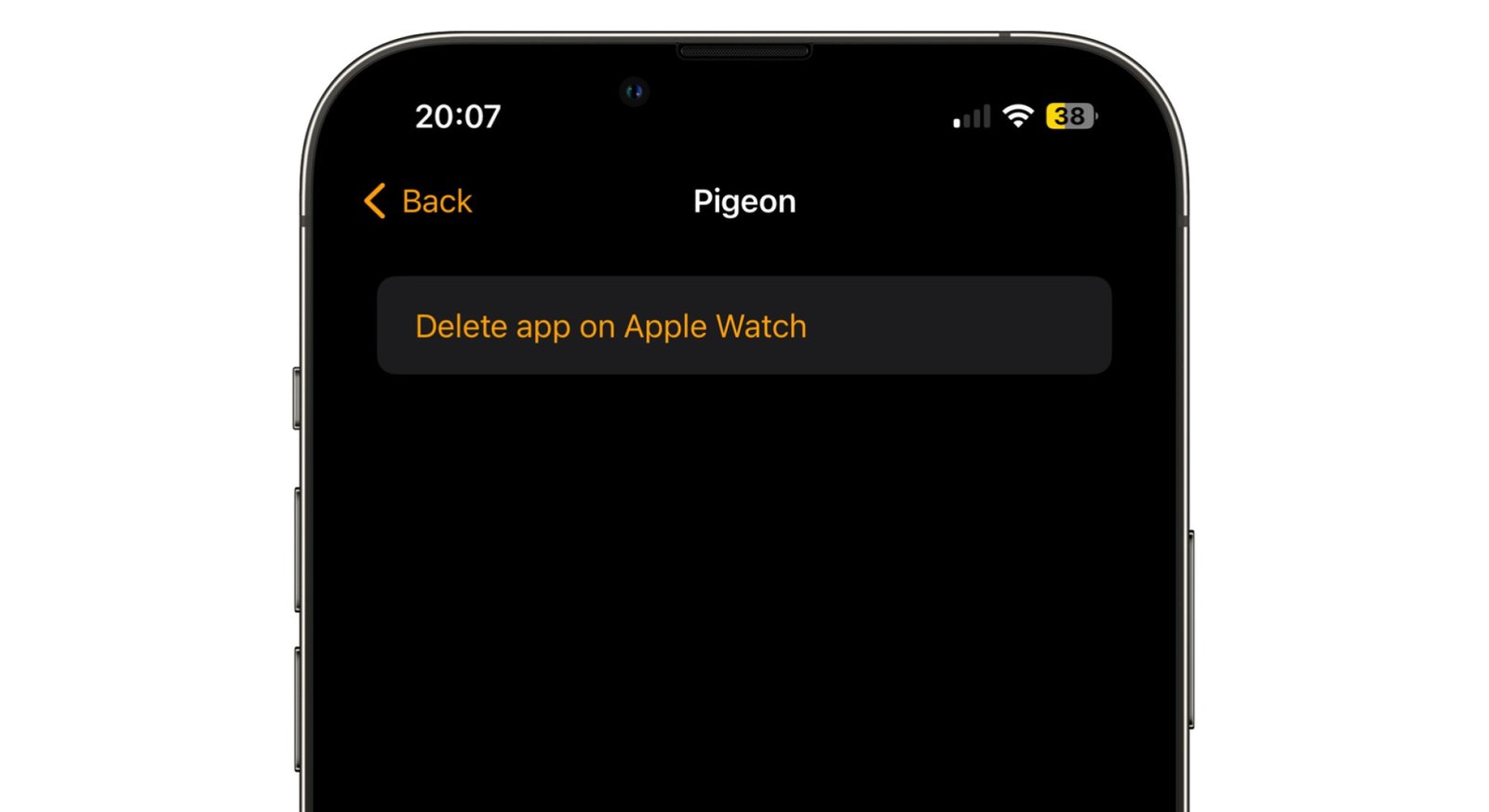 Màn hình xóa ứng dụng trên ứng dụng Watch cho iPhone